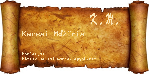 Karsai Mária névjegykártya